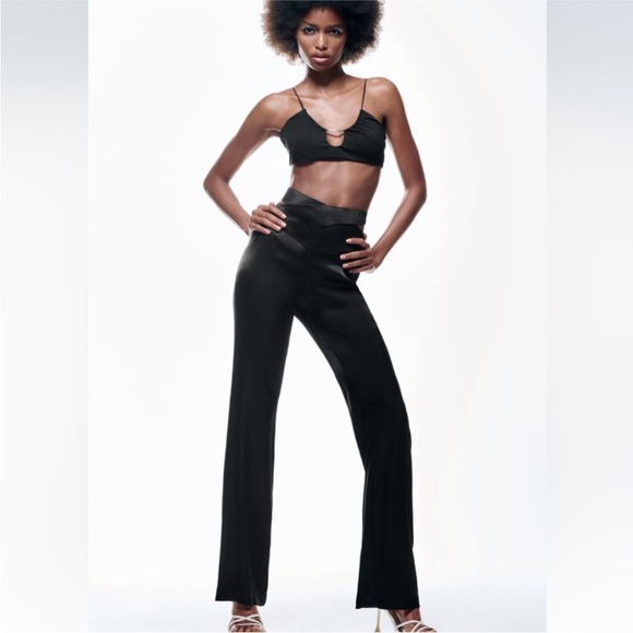 ZARA FULL LENGTH SATIN EFFECT PANTS - Picture 5 of 7